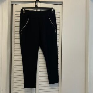 Black Capri Pants with Zipper Accents